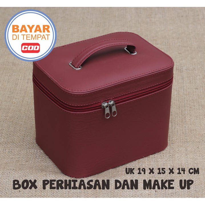 BEAUTY CASE MIX JEWELRY / TAS TEMPAT MAKE UP KOTAK KOSMETIK STORAGE BOX ORGANIZER BAG MARON