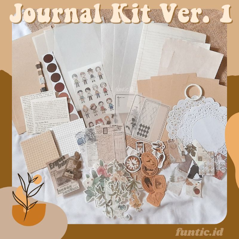 Journal kit Vintage aesthetic DIY Scrapbook kit Journaling set murah Bujo kit murah