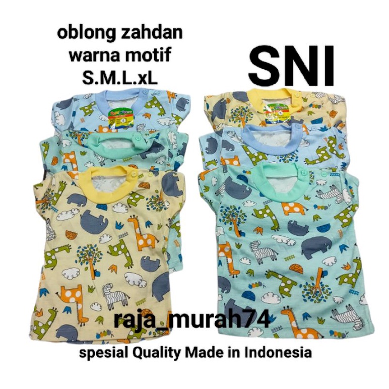 setengah lusin(6 pcs) oblong bayi zahdan warna motif S.M.L.XL