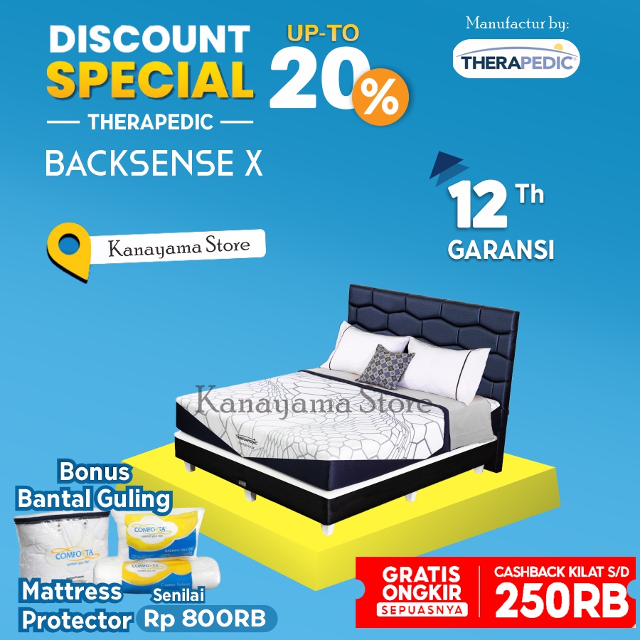 Therapedic Spring Bed Backsense X Latex BEDSET 160 180 200 100 x200 - 100*200