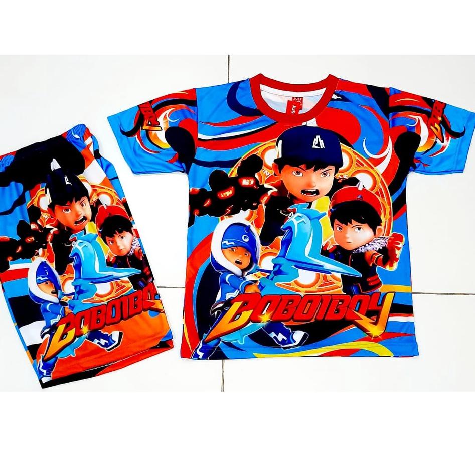 ۞ sandisean/setelan baju boboiboy galaxy api-Setelan baju celana anak 2 sampai 10thn Karakter Boboib
