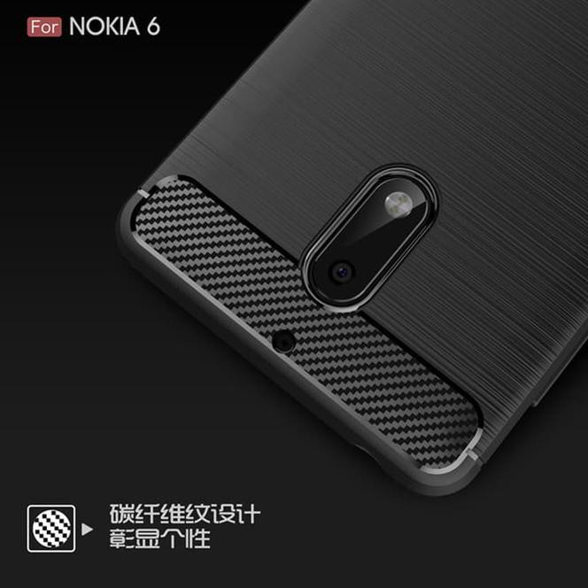 Case Ipaky Carbon For Nokia 6 Softcase Back Carbon Casing Cover - Hitam New Hokyti