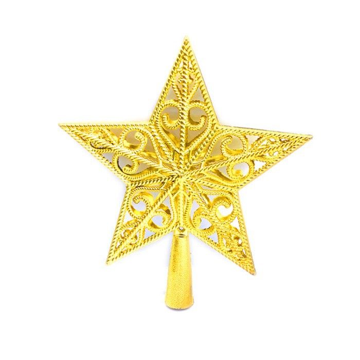 TSP bintang top star ukir dekorasi ornamen pohon natal aksesoris - SILVER, 15 CM