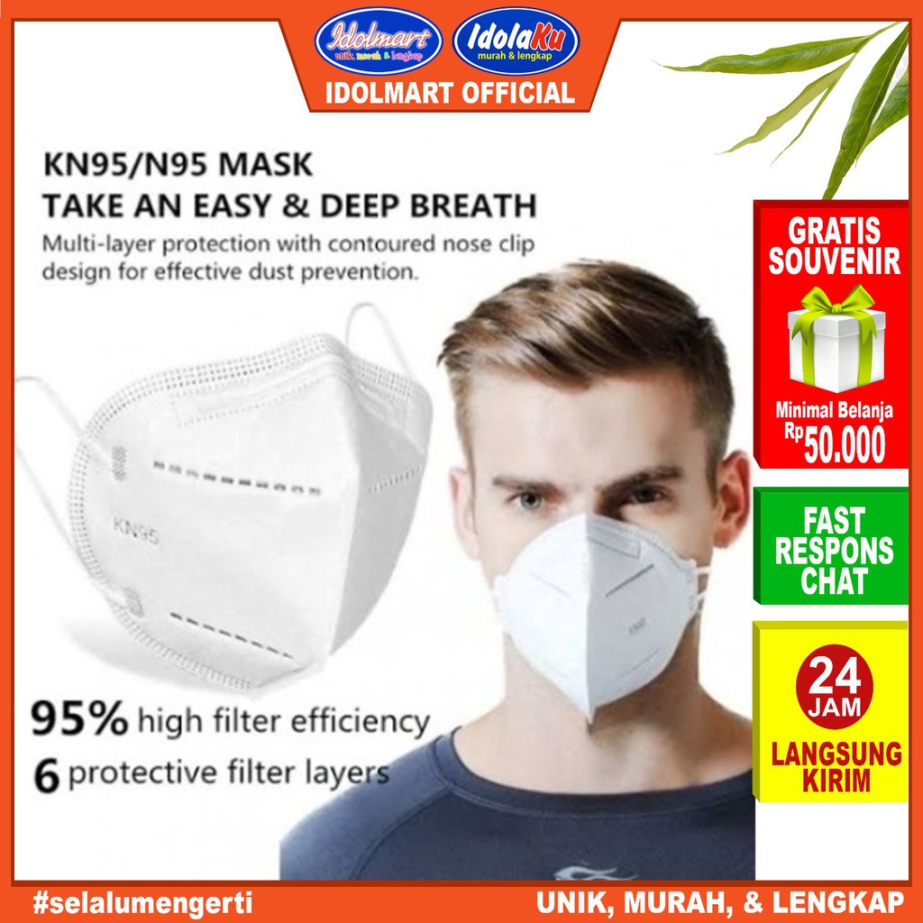 IDOLMART Masker KN95 full Care / Masker disposable / Masker anti Virus / 1 box isi 10 Surabaya