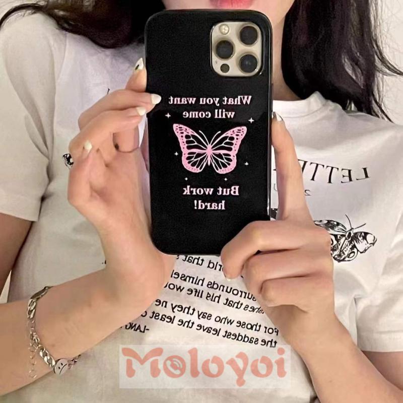 Soft Case Tpu Glossy Motif Kupu-Kupu Untuk IPhone 7 8 Plus XR 11 13 12 Pro Max 8 X XS Max SE 2020