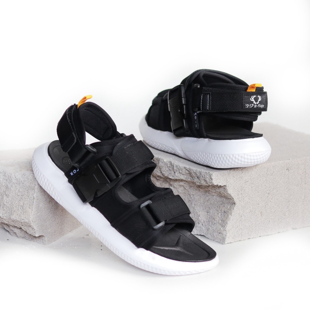 SANDAL KARET PRIA JOEY GLAM BLACK & FULL BLACK KARET KANVAS ORIGINAL HANDMADE BANDUNG KASUAL SANTAI