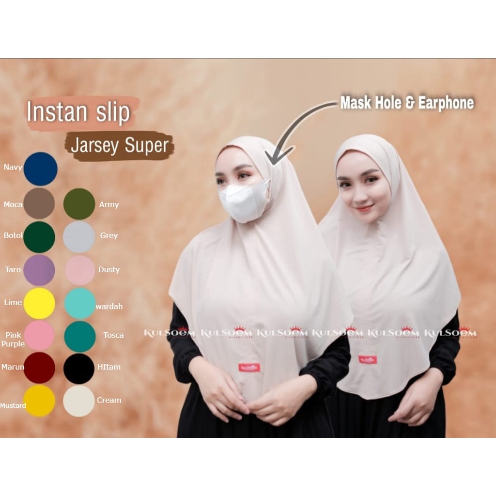 Hijab Instan Slip Masker Jersey Premium Ori Kulsoem