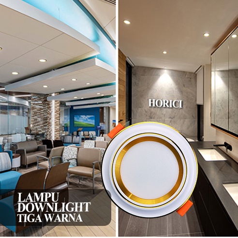 Lampu LED DownLight 3 warna 220V-Lampu Indoor/Ruang Tamu BODY SILVER &amp; GOLD