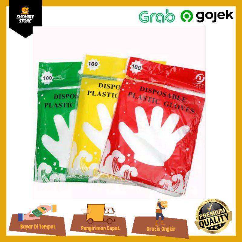 Sarung Tangan Plastik 100pc Plastik DISPOSABLE PLASTIC GLOVES