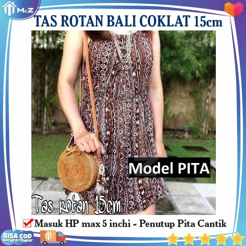 

TAS ROTAN BALI COKLAT PITA 15cm - Tas Rotan Bulat Murah Polos PITA - Round Rattan Bag - bisa COD