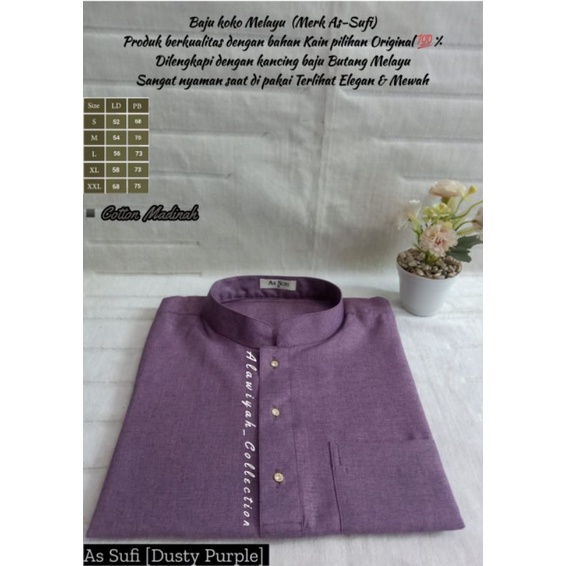 Baju Koko Melayu/Baju Koko As Sufi Dusty Purple [Cotton Madinah Premium]