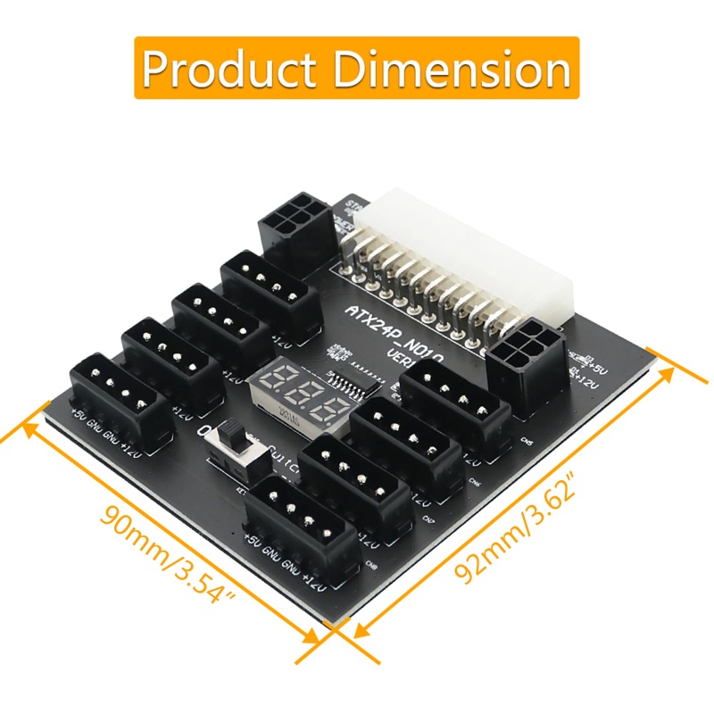 Adaptor btsg ATX 24Pin to 8x Big 4Pin 2x 6Pin Untuk Mesin Tambang Hard Disk chia