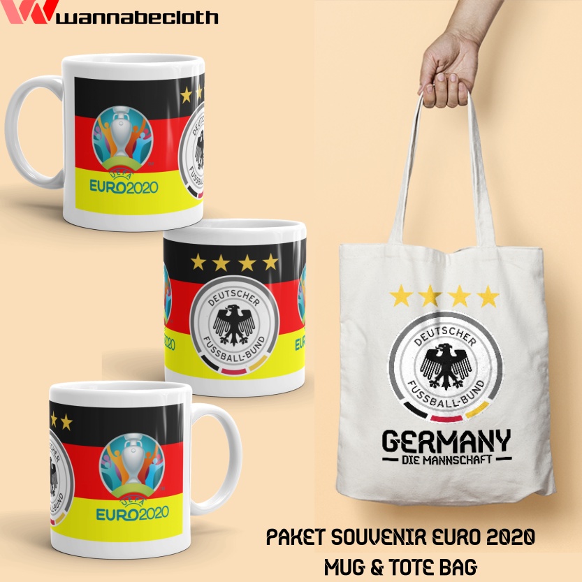 Souvenir Hadiah Merchandise Euro 2020 Mug Germany Jerman Tote Bag Germany Jerman