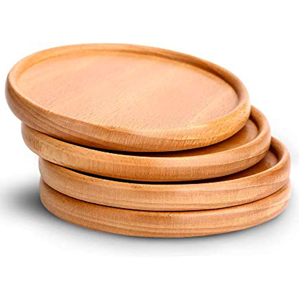 Tatakan Gelas Kayu Jati Bulat 10 cm Wooden Coaster Polos