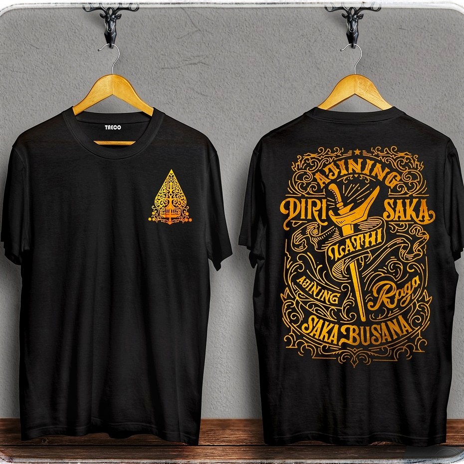 kaos pria/AJINING DIRI SAKA/kaos hitam/kaos jawa