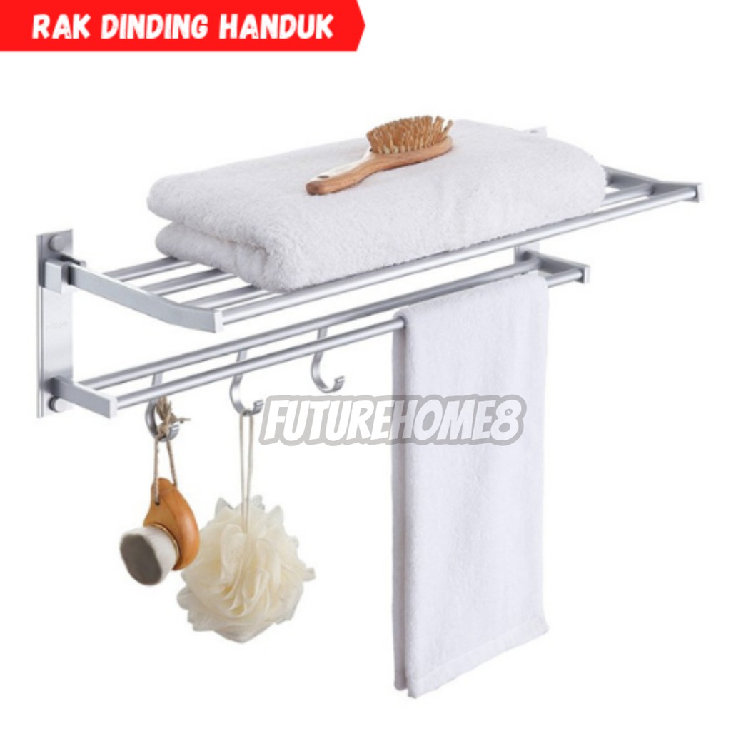 Rak Gantungan Handuk serbaguna Stand hanger Anti Karat Dinding Kamar Mandi multifungsi