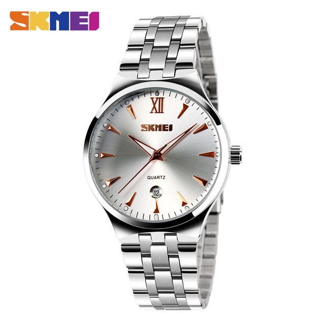 SKMEI 9071 Jam Tangan Pria Wanita Couple Analog Tali Stainless WATCHKITE WKOS