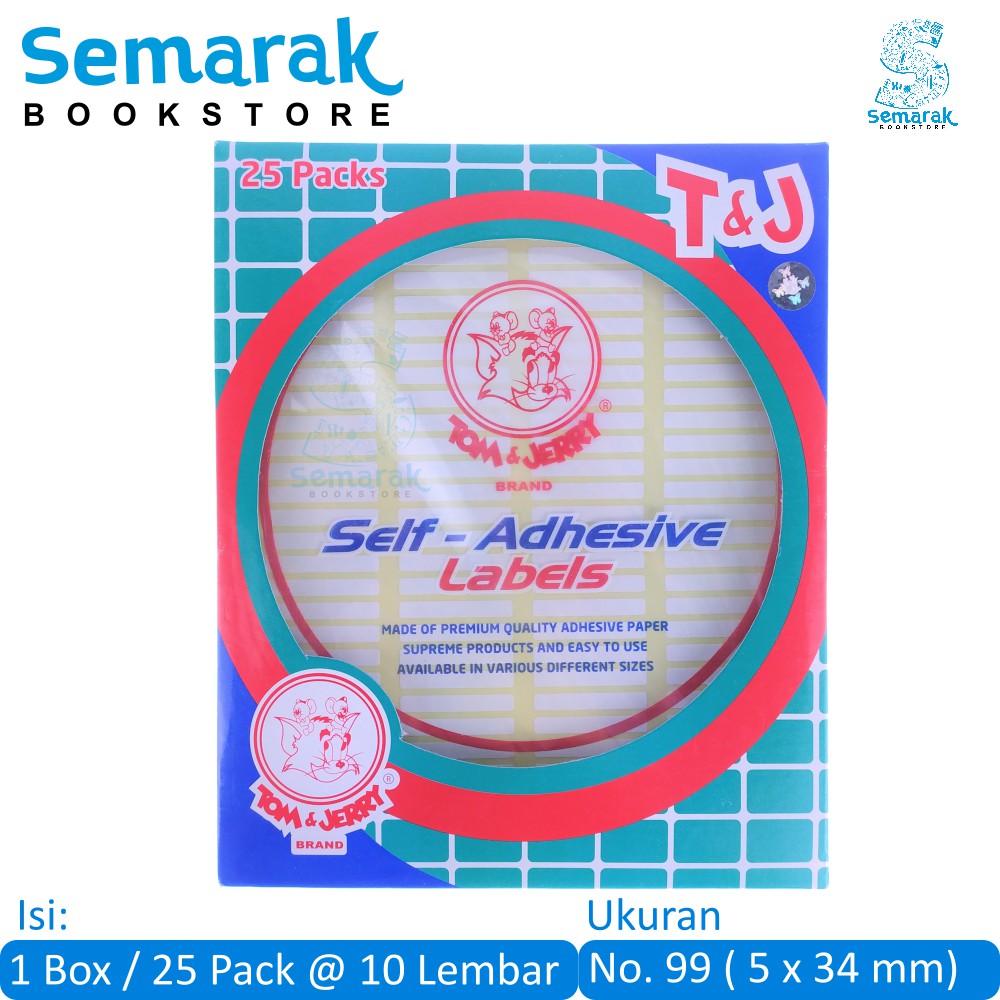 

Tom & Jerry Sticker Self-Adhesive Labels Stiker Label No. 99 (5 x 34 mm) [1 Box / 25 Pack / 250 Lembar]