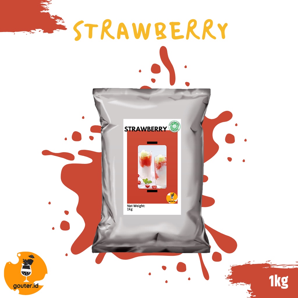 BUBUK MINUMAN RASA STRAWBERRY 1KG / SERBUK MINUMAN ANEKA RASA / BUBUK MINUMAN KEKINIAN / MINUMAN INSTAN / BOBA DRINKS