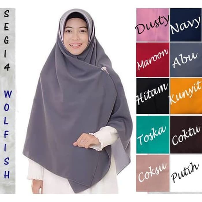 Alny Hijab - Jilbab/hijab segiempat wolfis 130x130/ square wolfis polos/ segi empat syar'i