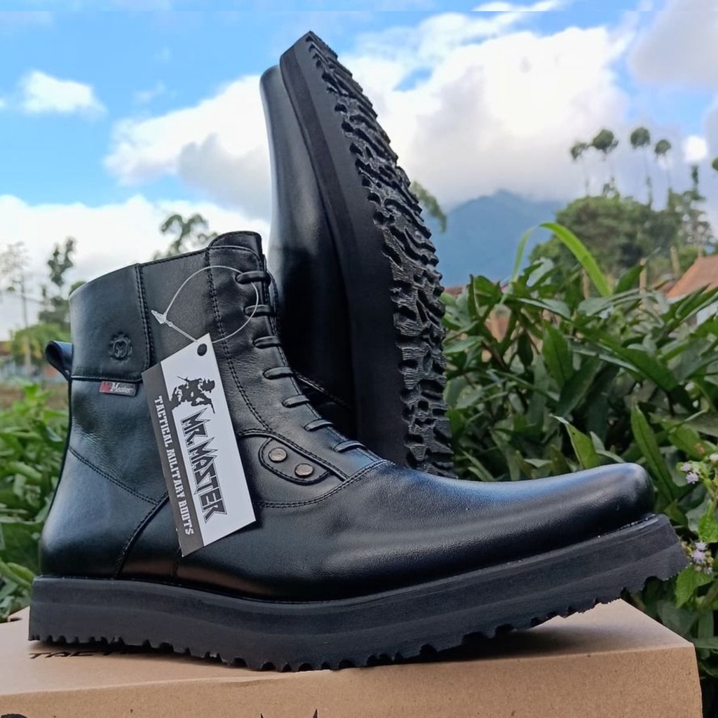 Sepatu Pdh Tni Polri Security Satpam Kulit Sapi Asli Berkualitas Merk MR.MASTER