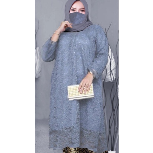 HANYA ATASAN Kebaya Setelan Brokat Tunik Panjang Kurung/Kebaya Modern/ukuran M L XL XXL XXXL 4L 5L/kebaya brukat tunik jumbo/kebaya wisuda/kebaya kondangan/kebaya brukat /kebaya modern/kebaya wanita/batik wanita/ atasan wanita/kebaya brukat/kebaya elegan