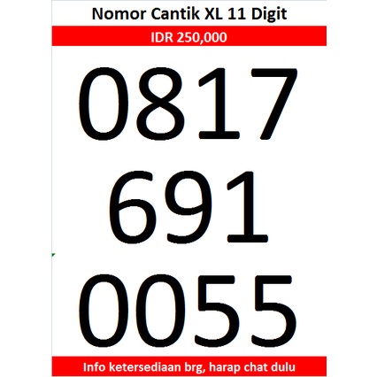 NOMOR CANTIK XL 11 DIGIT