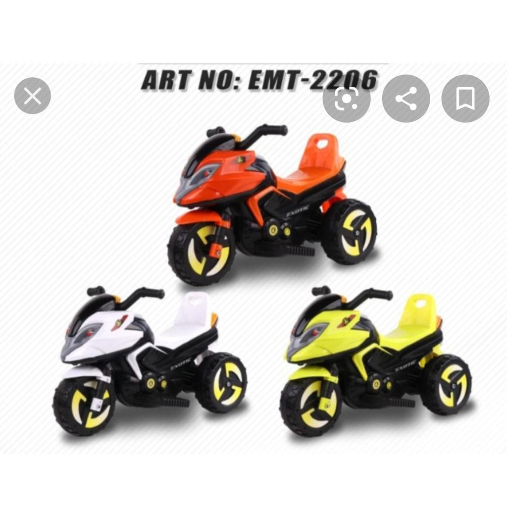 Motor aki emt 2206 mainan bike accu cross roda 3