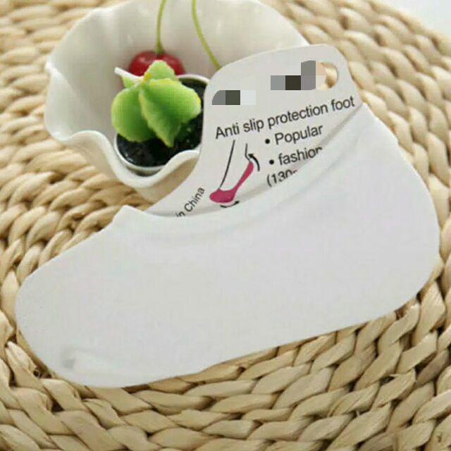 Hidden socks - low cut nonslip skid- silicone heel grip - ankle stretch invisible -kaos kaki kantor-Putih
