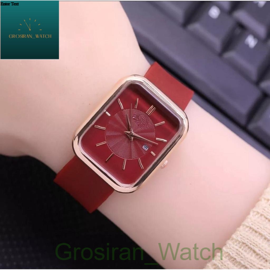 JAM TANGAN WANITA TERBARU 2022 STRAP RUBBER CASE KOTAK DIAMOND TANGGAL FS-285 [G_W]