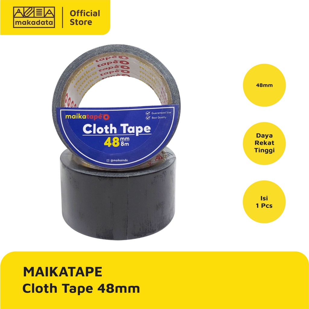 

LAKBAN LINEN / CLOTH TAPE HITAM MAIKATAPE 48MM MURAH