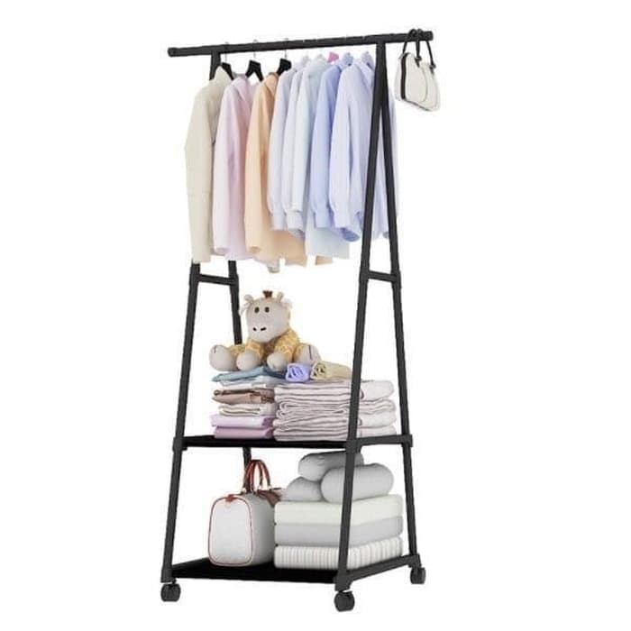 HOVELSHOP Triangle Cloth Rack Tempat Penyimpanan Baju Portable Multifungsi