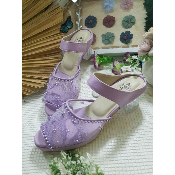 rafaizoutfit sepatu wanita cantik alissa lilac tinggi 5cm kaca