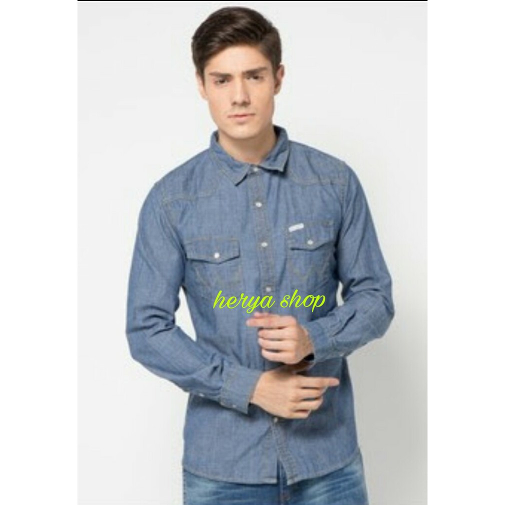 Kemeja Denim Wrangler Long Sleeve Original PROMO