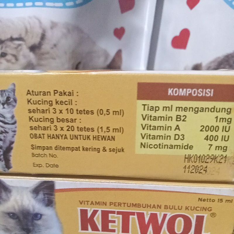 KETWOL DROPS 15ML VITAMIN PERTUMBUHAN BULU KUCING