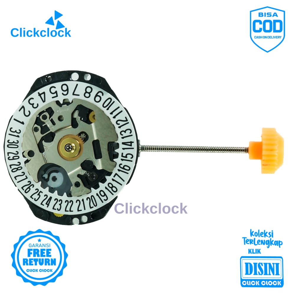 Mesin Jam Tangan Tanggal Quartz Watch Movement VX 82-3 Tgl Diangka 3 Original Tanggal