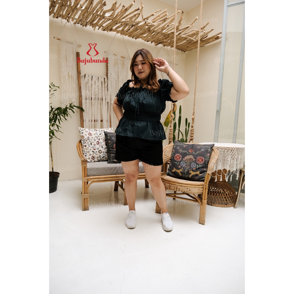 BAJUBUNDA - Atasan Jumbo Wanita Lengan Pendek Polos / Blouse Jumbo / Blus Big Size / Baju Jumbo / MIYA TOP-3