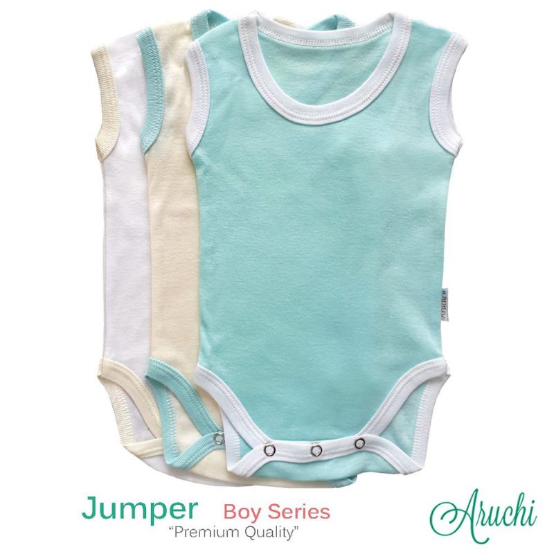 ARUCHI JUMPER SINGLET POLOS LIST PUTIH- KAOS DALAM BAYI MODEL JUMPER PREMIUM
