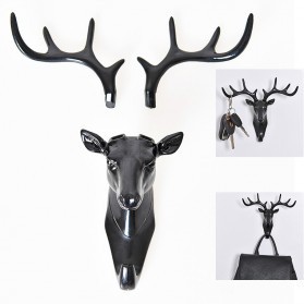 Gantungan Dinding Plastik Model Kijang Antlers Head Black Tanduk Hitam Putih Abu bentu gajah grey elegan hook tempelan dinding kamar mandi ruang kerja bentuk hewan estetik