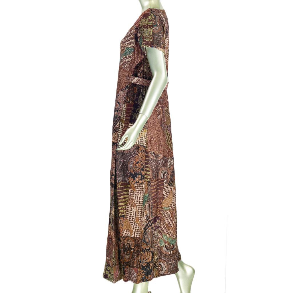 LONG DRESS PRINCESS BATIK MBL BENANG TINDIS LENGAN PENDEK GAUN WANITA