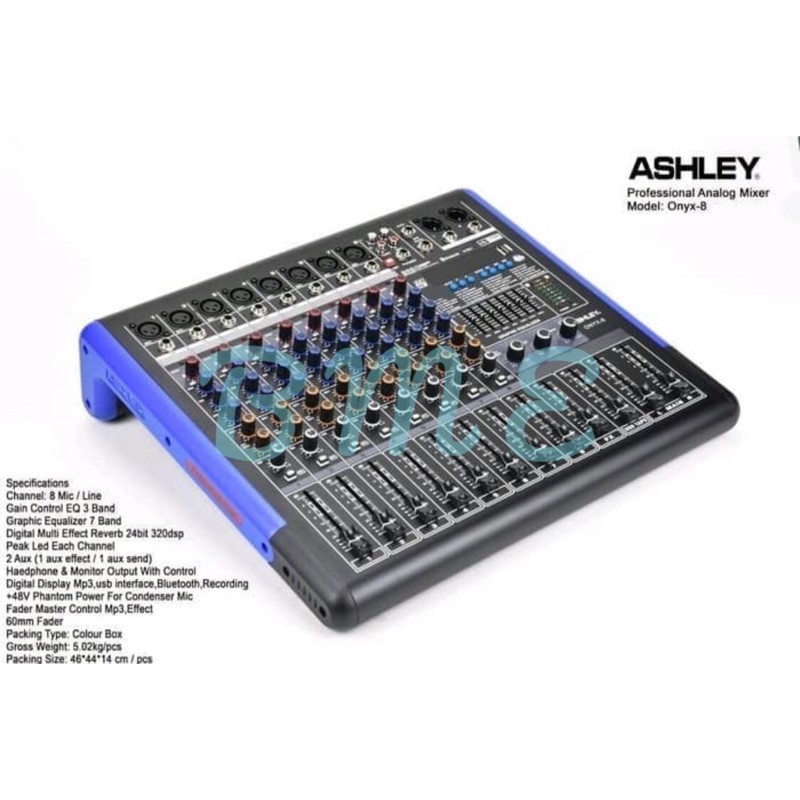 MIXER AUDIO ASHLEY ONYX 8 CHANNEL ORIGINAL MIXER KARAOKE ASHLEY ONYX8