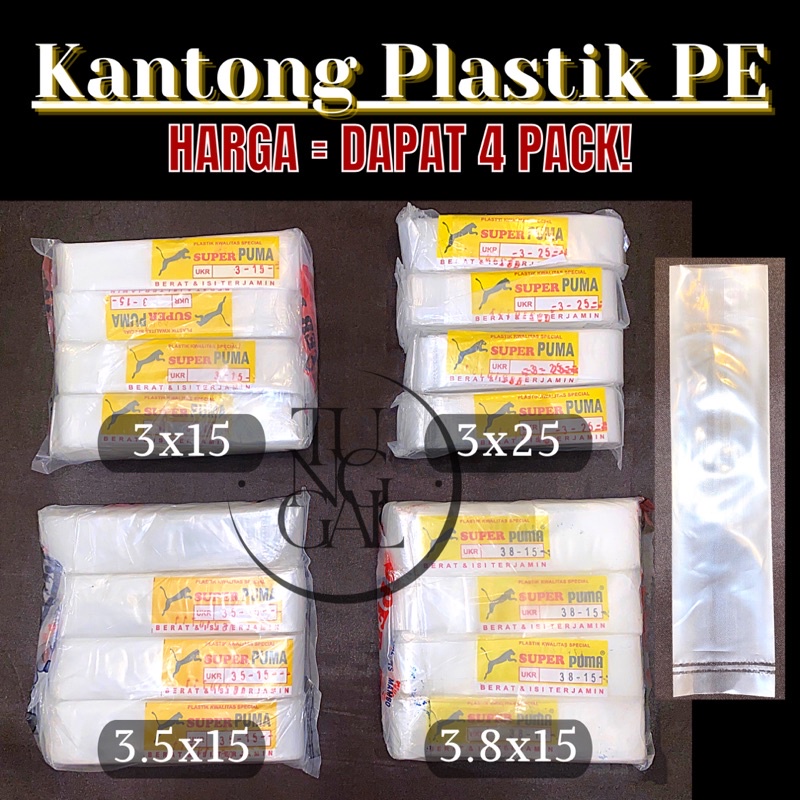 Kantong Plastik PE merk PUMA - 400 gram. Plastik es lilin, plastik es mambo, plastik lentur, plastik