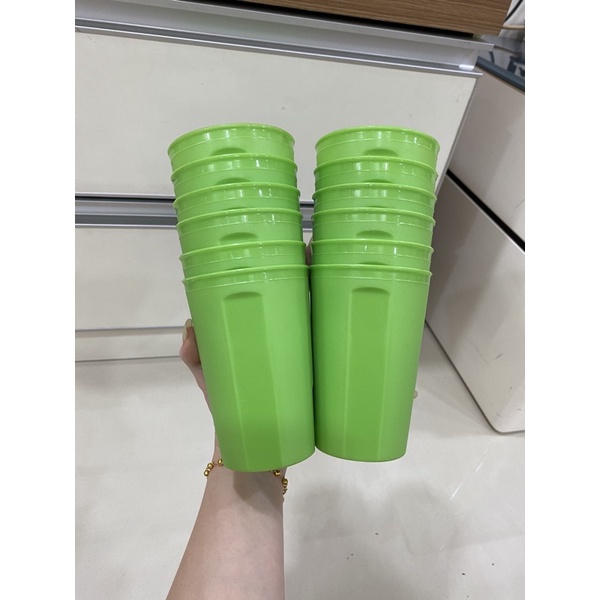 Gelas Minum Plastik _Piring Makan Bulat Plastik _Mangkok Makan Bulat Bakso Plastik_Sendok Makan Plastik_Terlaris Termurah Berkualitas ( 1pcs ) claris-Gelas hijau