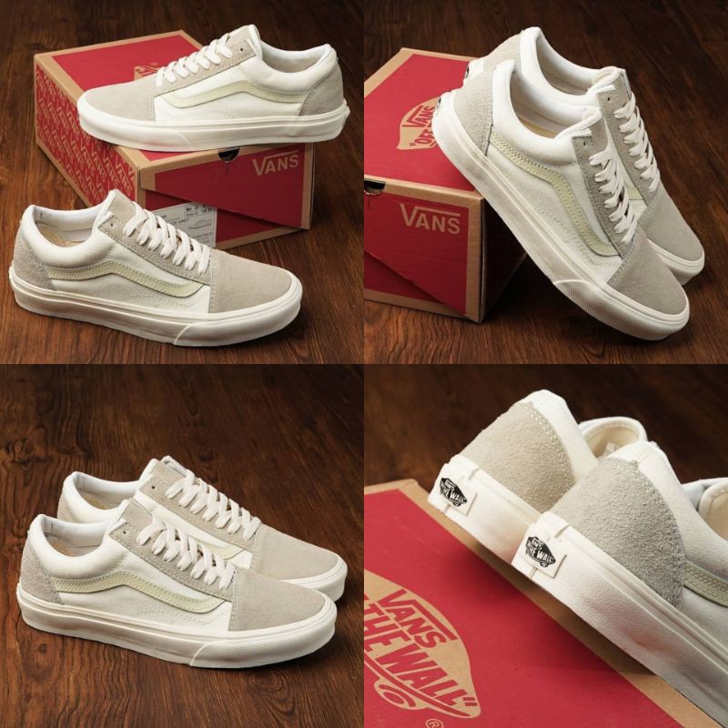 SEPATU KLASIK VANS OLD SKOOL OFF WHITE ICE GREY DT