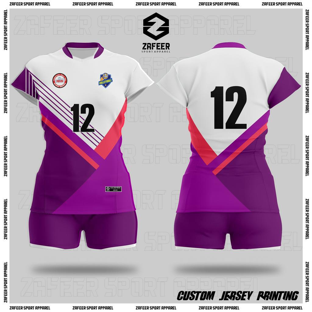 Baju Jersey Kaos Volley Voli Cewek Wanita Full Printing Tangan Pendek Stelan Atau Atasan Olahraga Pr