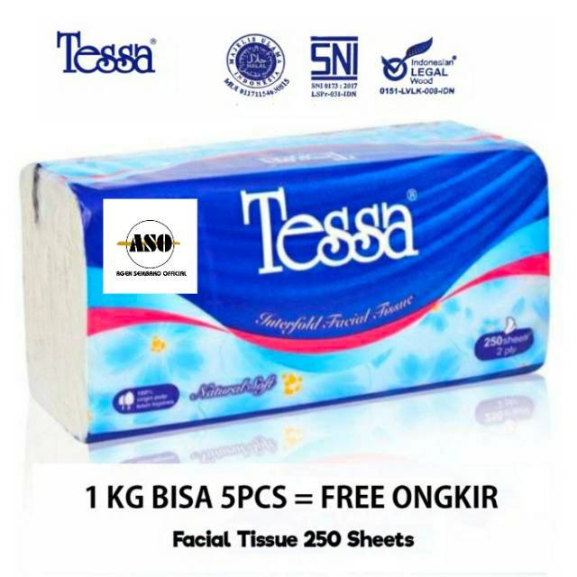 Tisu Wajah TESSA 250 lembar 2ply Natural Soft | Facial tissue-1