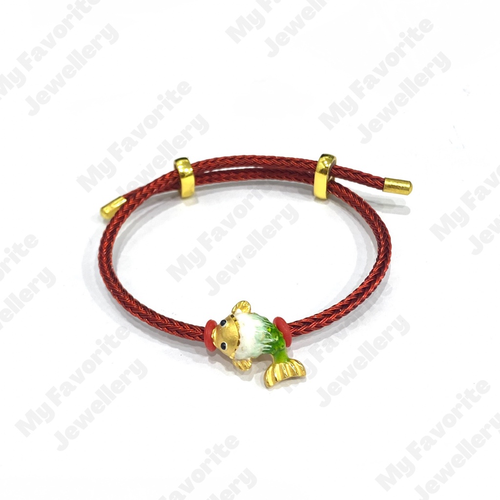 Gelang Tali Set Liontin ikan Emas Asli Kadar 700 Model Koi