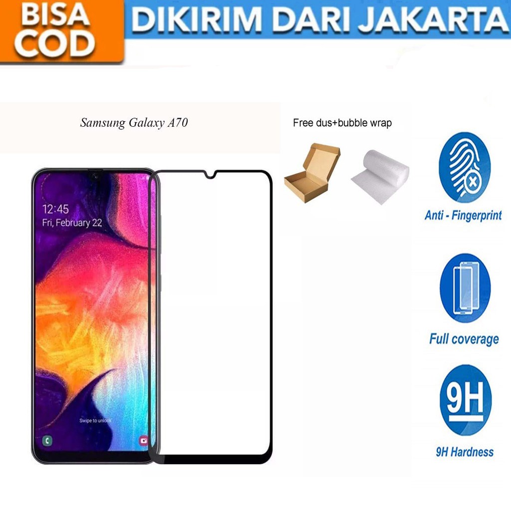 Samsung Galaxy A70 Full Cover/Full Screen Tempered Glass Screen Protector Anti Gores