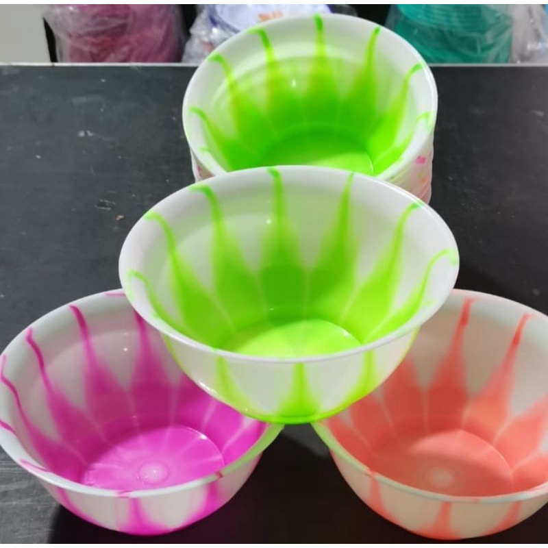 mangkok plastik pelangi warna warni