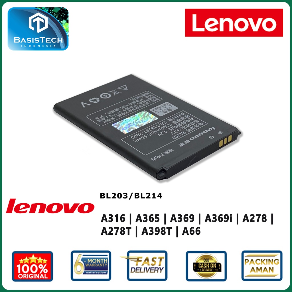 BATERAI LENOVO A316 A365 A369 A369i A278 A278T A398T A66 - BL203 BL214 - ORI